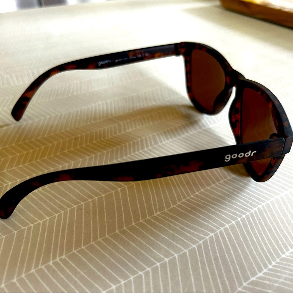 Goodr Sunglasses, Tortoise shell colored frame, polarized lenses